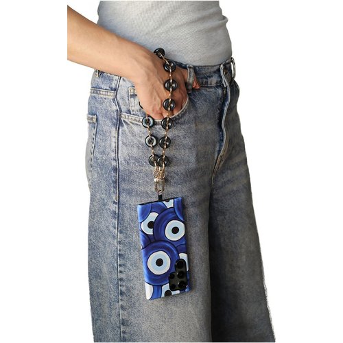 Goddiva Accessories Acrylic Metal Chain Phone Strap - Black