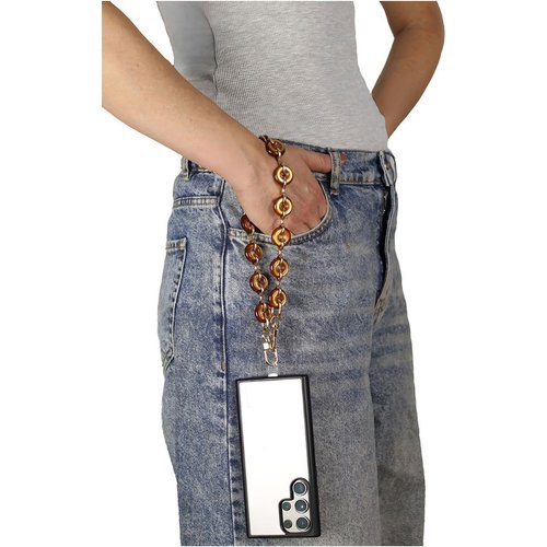 Goddiva Accessories Acrylic Metal Chain Phone Strap - Brown