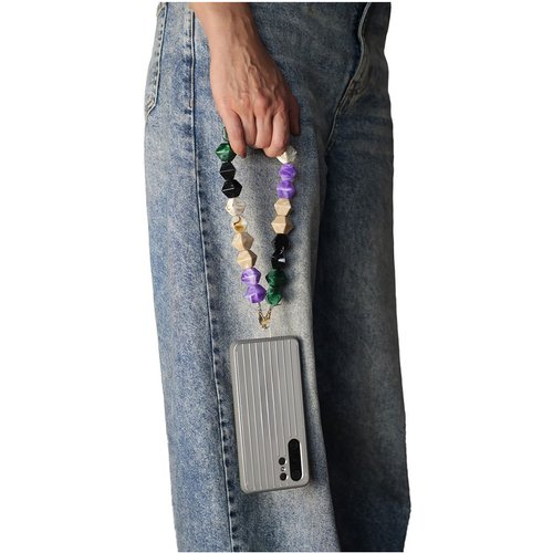 Goddiva Accessories Acrylic Rhombohedral Crystal Phone Strap - Multicolour Green