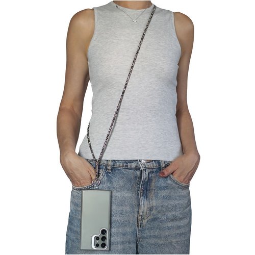 Goddiva Accessories Embellished Phone Strap - Black & White