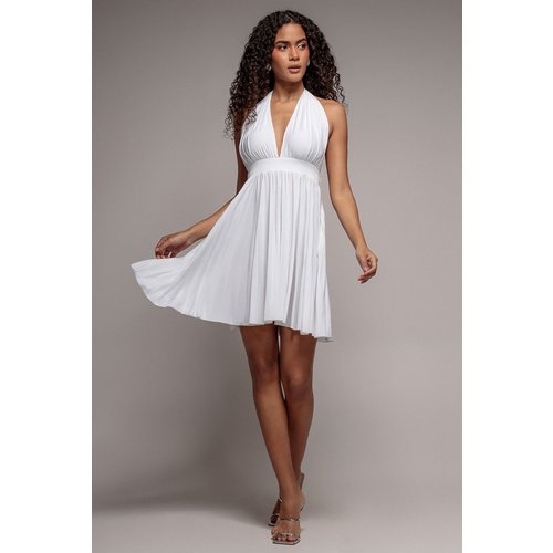 Goddiva Soft Touch Multiway Skater Mini Dress - White