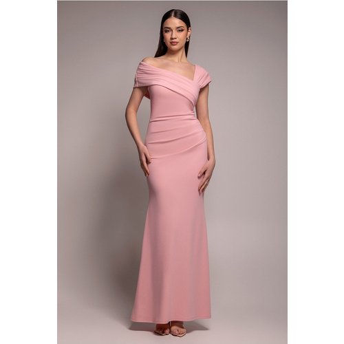Goddiva One Shoulder Scuba Crepe Evening Maxi Dress - Blush Pink