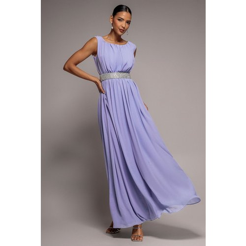 Goddiva Chiffon Maxi With Embellished Belt - Lilac