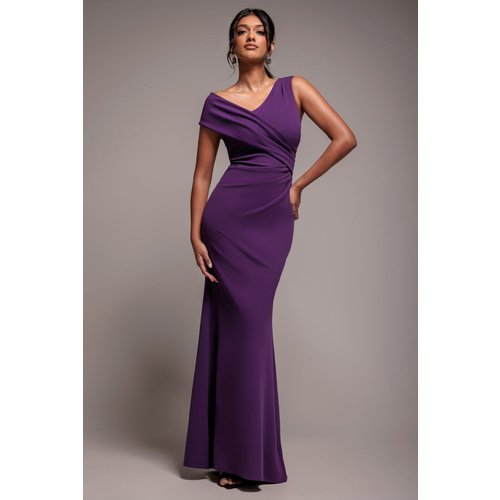Goddiva Scuba Crepe Off The Shoulder Maxi - Purple