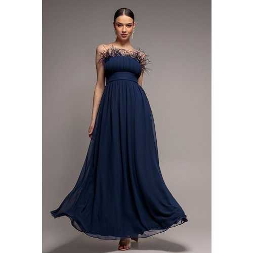 Goddiva Bridesmaids Chiffon Maxi Dress - Navy