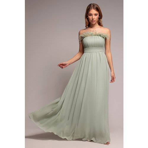 Goddiva Bridesmaids Chiffon Maxi Dress - Sage Green