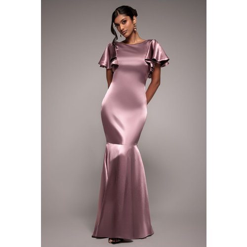Goddiva Satin Flutter Sleeve Mermaid - Rosepink