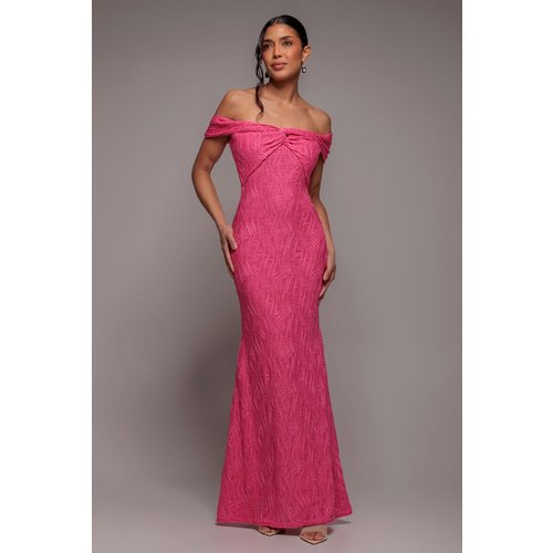 Goddiva Front Knot Twist Maxi Dress - Magenta