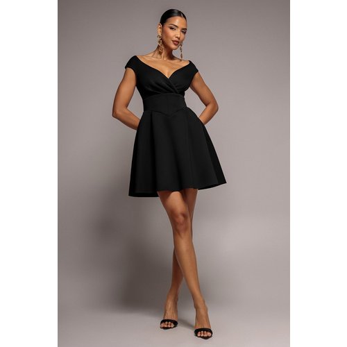 Goddiva Corset Fit & Flare Mini Dress - Black