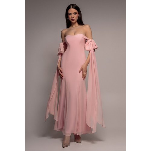 Goddiva Multiway Cape Chiffon Sweetheart Maxi Dress - Blush Pink