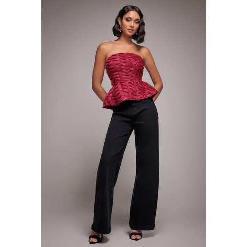 Goddiva denim Wide Leg Stretch Denim Jeans - Black