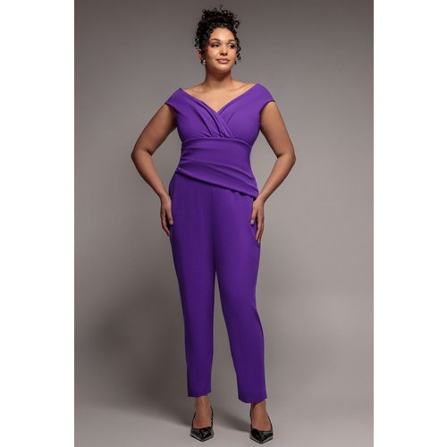 Goddiva Plus Bardot Scuba Romper - Purple