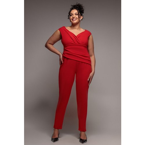 Goddiva Plus Bardot Scuba Romper - Red