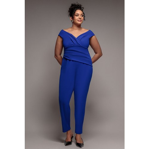 Goddiva Plus Bardot Scuba Romper - Royal Blue