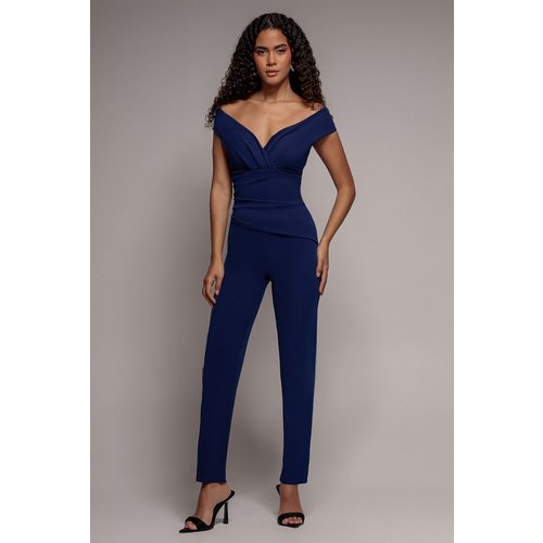 Goddiva Bardot Scuba Romper - Navy Blue
