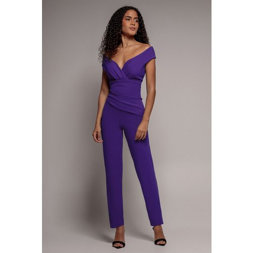 Goddiva Bardot Scuba Romper - Purple