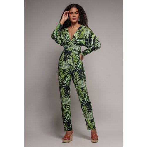Goddiva Tropical Print Romper - Green