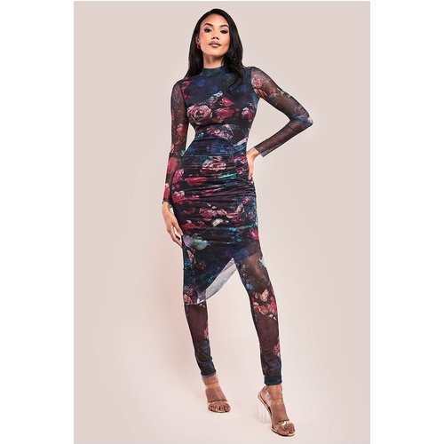 Goddiva Printed Sheer Leggings - Black