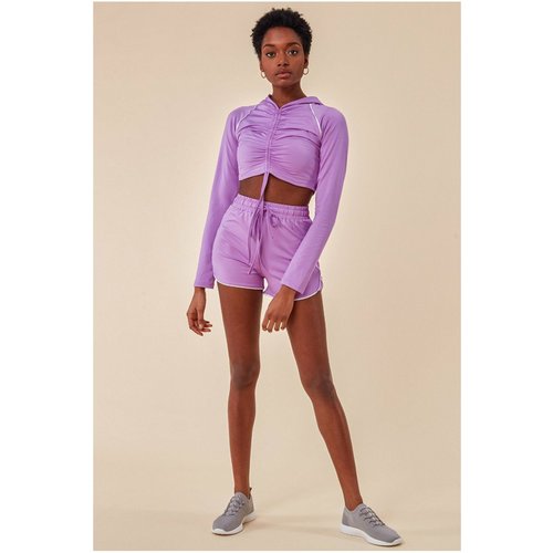 Cosmochic Jersey Short Set With Drawstring Top - Purple