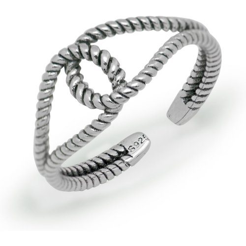 S925 Sterling Silver To Make Old Double Twist Rope Stripe Open Ring