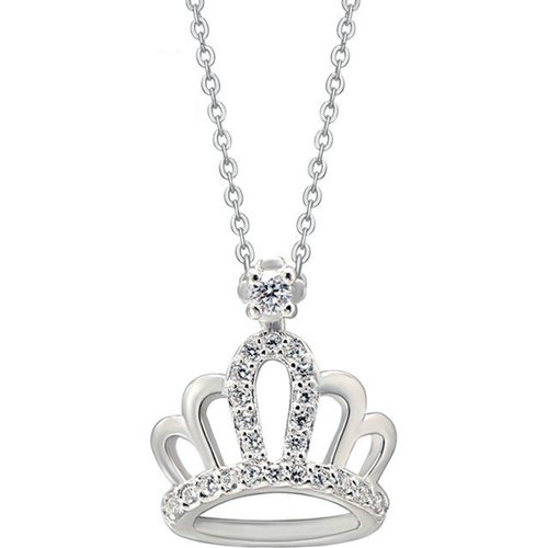 White Royal Crown CZ Solid 925 Sterling Silver Pendant Women