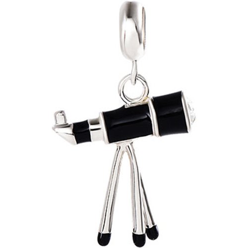 White/Black Enamel CZ Eyeglasses 925 Silver Pendant