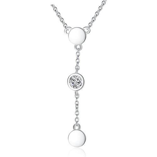 Simple Dangling CZ Solid 925 Sterling Silver Necklace