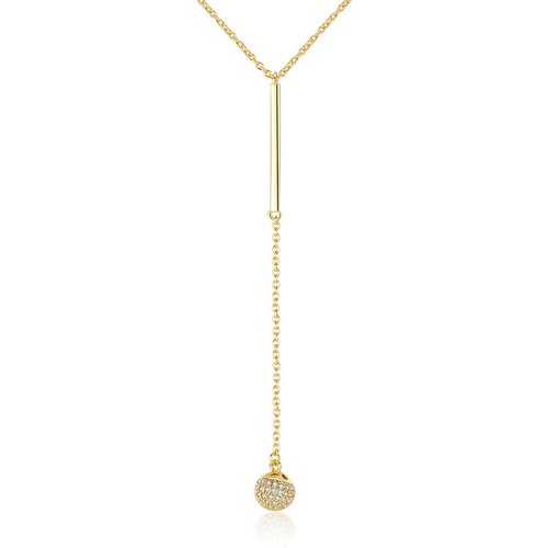 Simple Dangling CZ Ball Solid 925 Sterling Silver Necklace