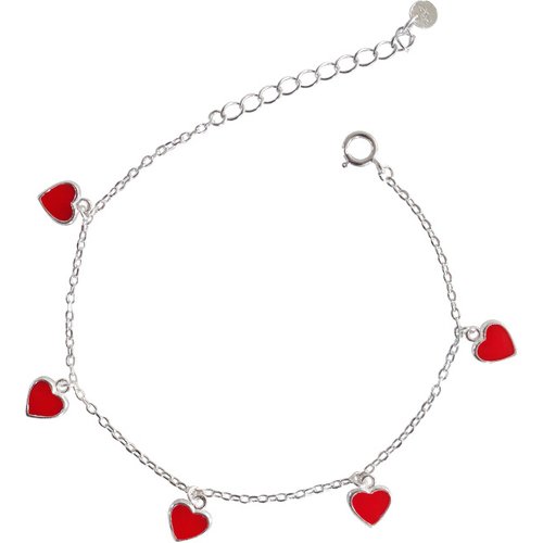 Holiday Red Hearts 925 Sterling Silver Adjustable Bracelet