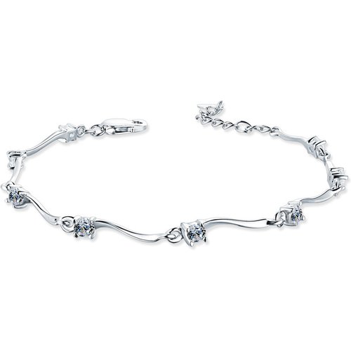 Fashion Twisted CZ 925 Sterling Silver Bracelet