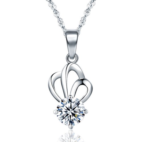 Fashion Crown CZ 925 Sterling Silver Pendant
