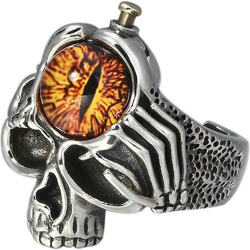 Men's Vintage Devil Eye Skull 925 Sterling Silver Adjustable Ring