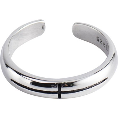Vintage Simple Cross 925 Sterling Silver Adjustable Ring