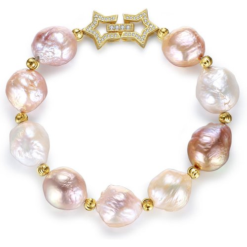 CZ Star Unique Natural Pearl 925 Silver Bracelet