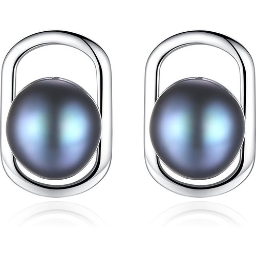 O Hollow Half-Round Natural Pearl 925 Silver Studs Earrings