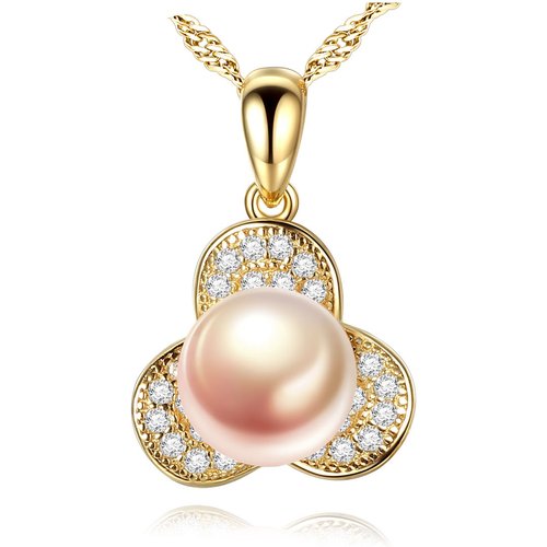 CZ Flower Natural Pearl 925 Silver Necklace