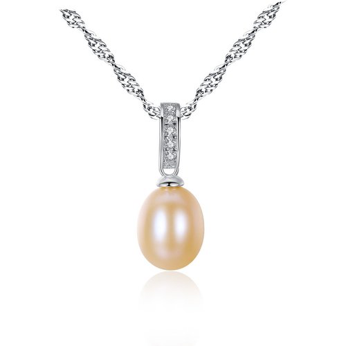 Waterdrop Natural Pearl CZ 925 Silver Twisted Hollow Necklace