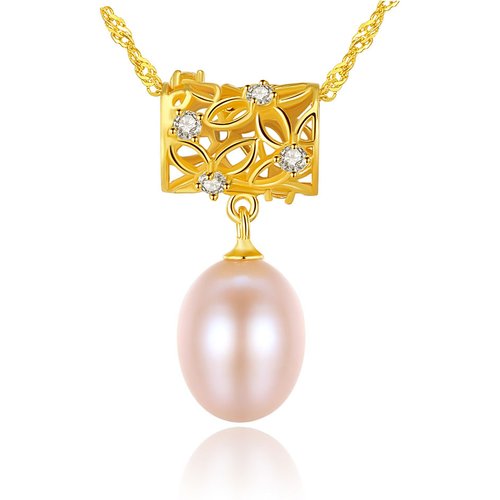 Natural Pearl CZ 925 Silver Necklace