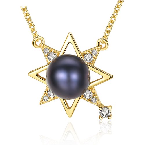CZ Star Natural Pearl 925 Silver Necklace
