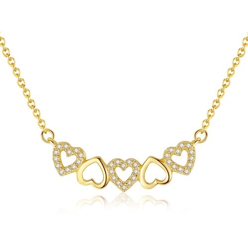 Sweet Hollow Heart CZ Solid 925 Sterling Silver Necklace