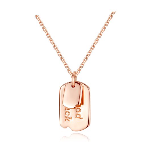 Good Luck Letter Mother Child Tag Solid 925 Sterling Silver Necklace