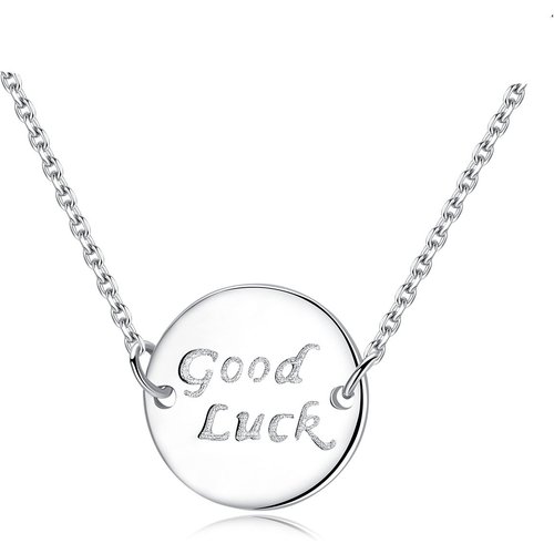 Good Luck Letter Round Solid 925 Sterling Silver Necklace