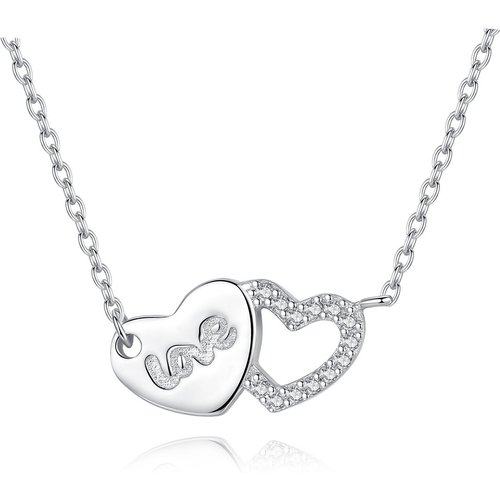Love Letter Hollow Heart CZ Solid 925 Sterling Silver Necklace