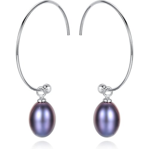 Simple Natural Pearl 925 Sterling Silver Hoop Earrings