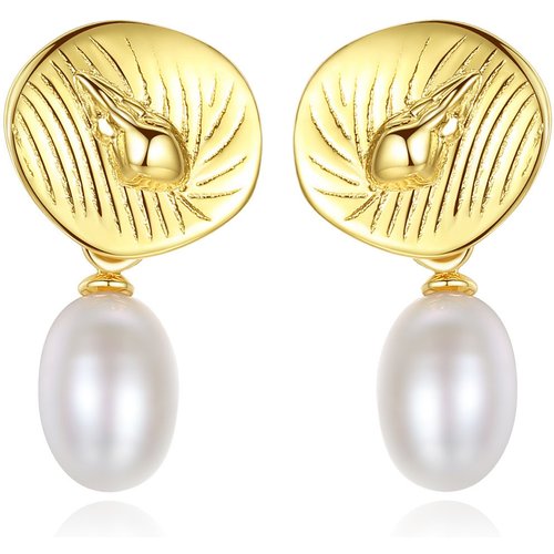Cute Natural Pearl Conch 925 Silver Dangling Earrings
