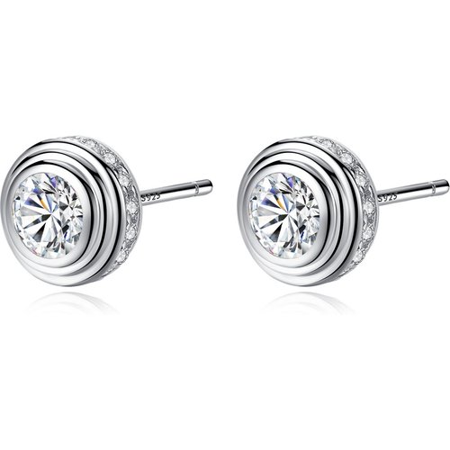 Simple Round CZ 925 Sterling Silver Studs Earrings