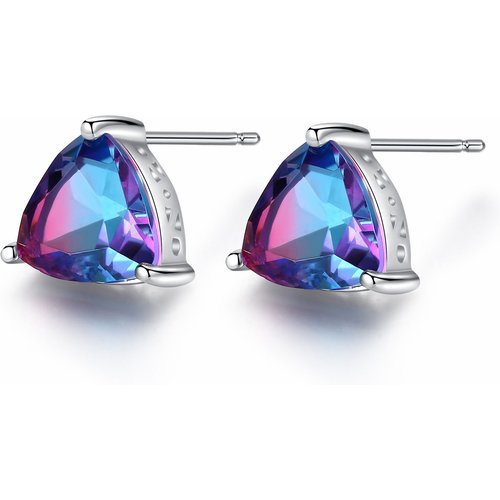 Beautiful Created Nano Russian Emerald 925 Sterling Silver Studs Earrings