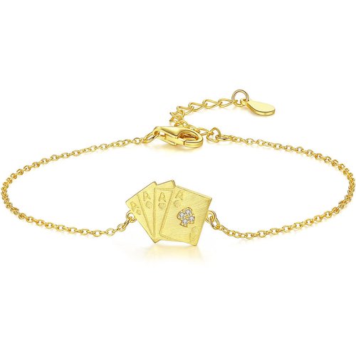 Unique CZ Cartoon Poker Cards 925 Sterling Silver Bracelet