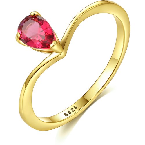 Elegant Pink CZ Waterdrop 925 Sterling Silver Ring