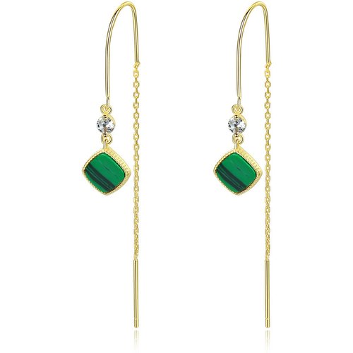 Elegant Created Turquoise CZ 925 Sterling Silver Dangling Earrings